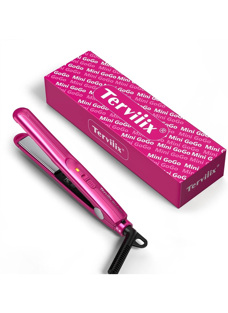 Terviiix Terviiix Mini Flat Iron for Travel 12 Small Hair Straightener for Short HairBangs 05 Portable Ceramic Straightening Irons Dual Voltage Pouch Included Compact Size Pink 