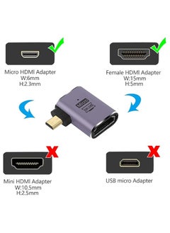 erorex Micro HDMI to HDMI Adapter, 3 Pcs 8K 90 Degree Left and Right Angle, Micro HDMI Male to HDMI Female Cable, for Sony A6000, Raspberry Pi 4, GoPro Hero 7 and Other Sport Camera  - Image 3