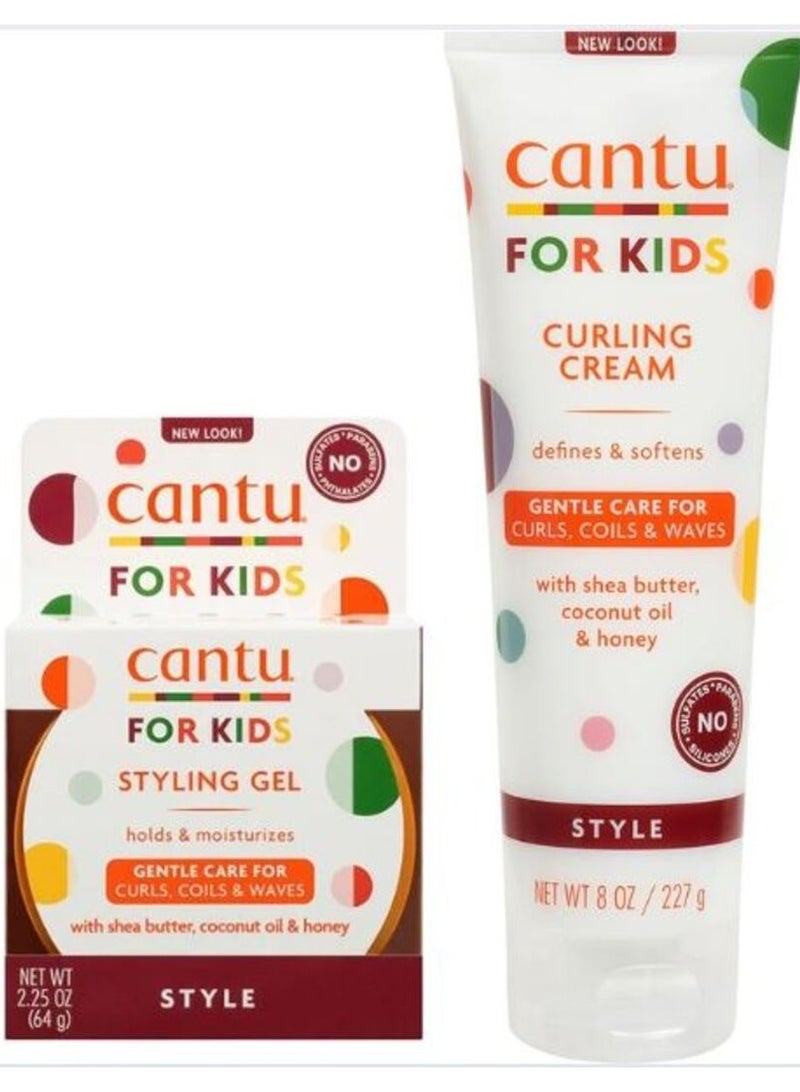 كانتو كانتـو للأطفال – جل تصفيف للشعر 64 جم + كريم  تجعيد للشعر 227 جم بزبدة الشيا وزيت جوز الهند والعسل - Image 1