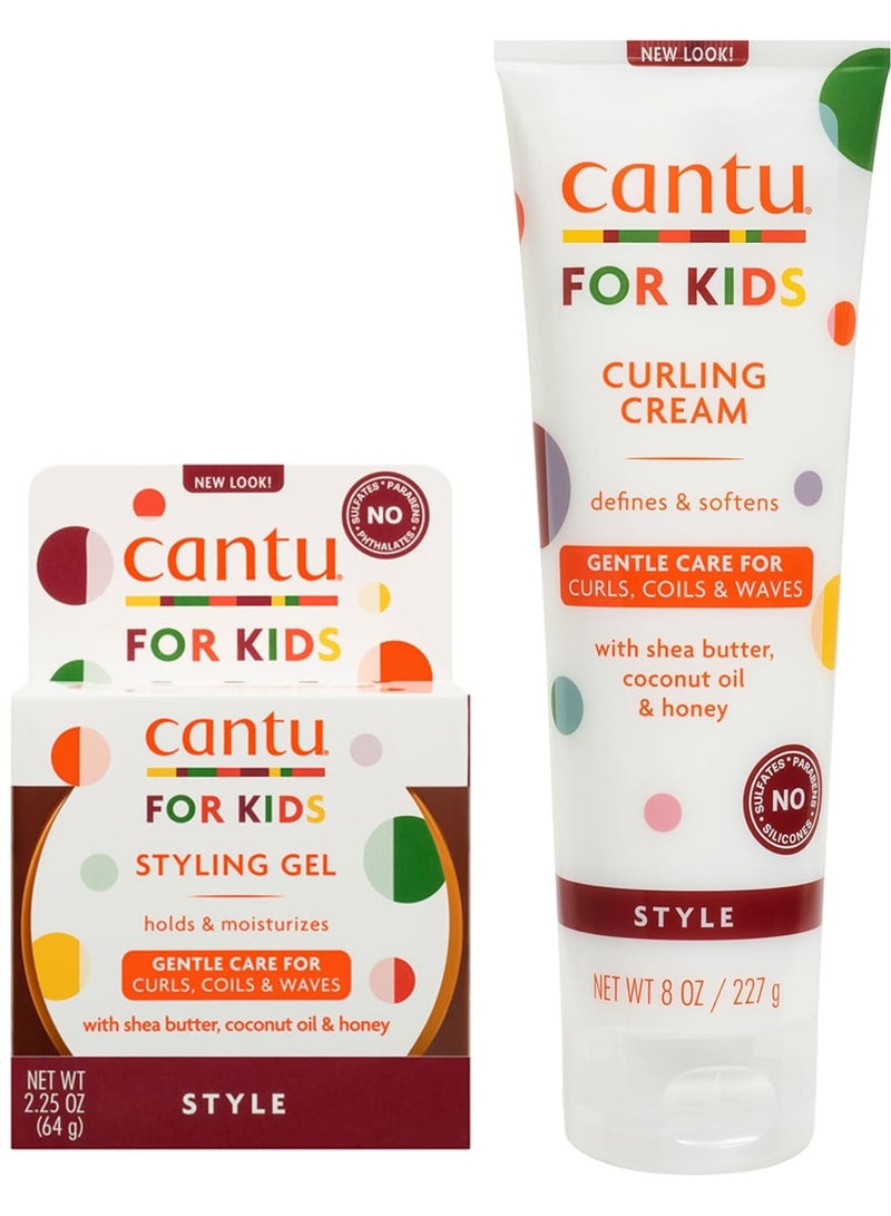 كانتو كانتـو للأطفال – جل تصفيف للشعر 64 جم + كريم  تجعيد للشعر 227 جم بزبدة الشيا وزيت جوز الهند والعسل - Image 2