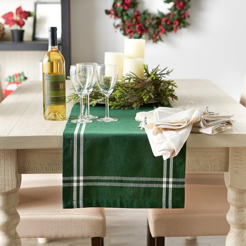 DII French Stripe Dining Table Collection Farmhouse Style Table Runner, 14x72 Inches, Balsam Green - Image 5