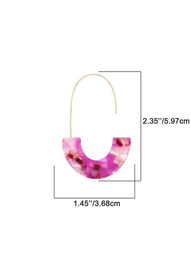 MOLOCH Acrylic Earrings Statement Tortoise Hoop Earrings Resin Wire Drop Dangle Earrings Fashion Jewelry For Women (Pink) - Image 2