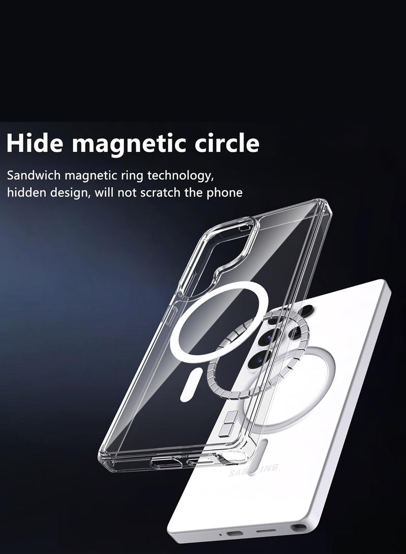 Wtech Samsung Galaxy S25 Ultra 5G 2025 Magnetic Case, Slim Transparent Flexible TPU Shockproof Magsafe Back Phone Case - Clear - Image 3