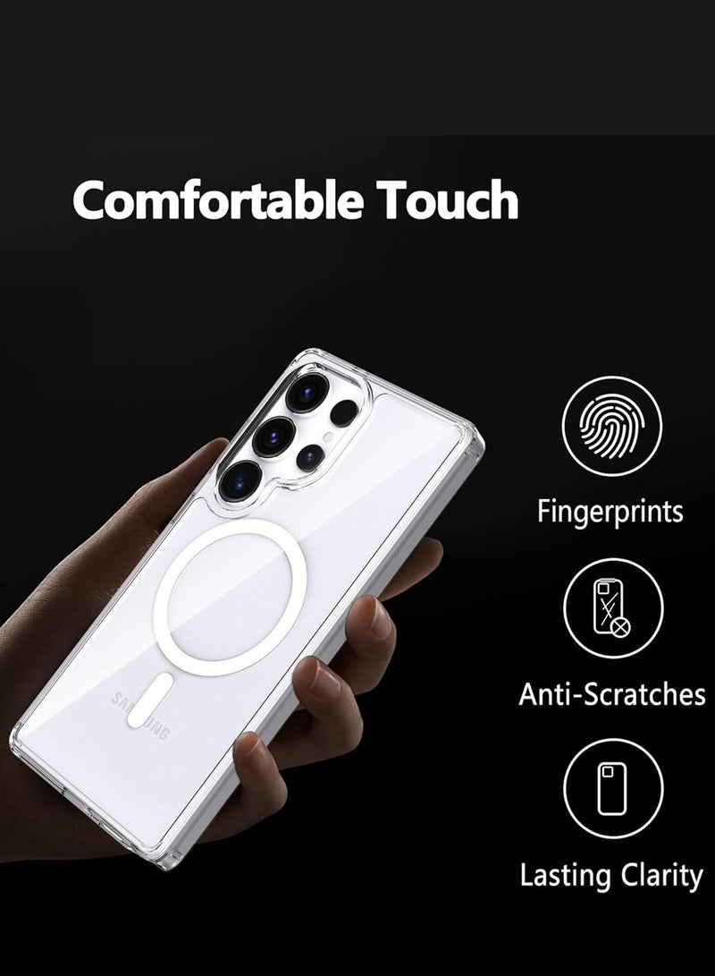 Wtech Samsung Galaxy S25 Ultra 5G 2025 Magnetic Case, Slim Transparent Flexible TPU Shockproof Magsafe Back Phone Case - Clear - Image 5
