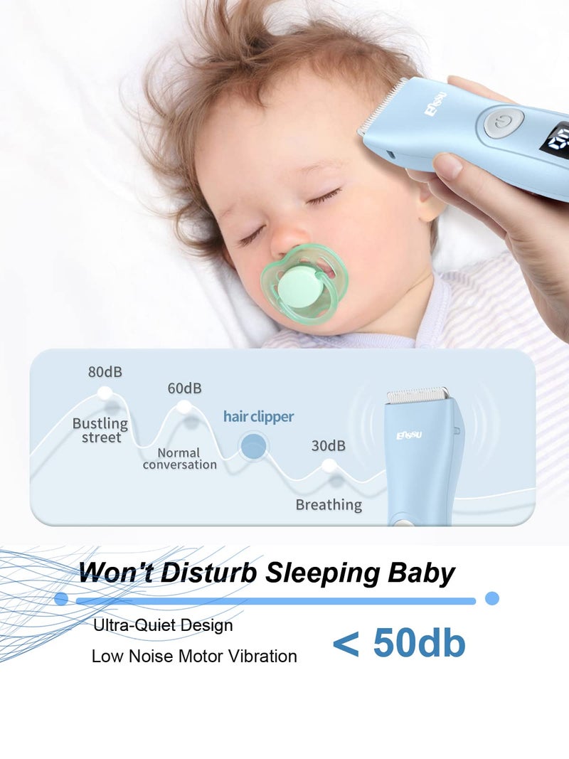 OPENBEAUTY Baby Hair Clippers, Low Noise Hair Trimmer for Kids, Waterproof USB Rechargeable Cordless Haircut Kit with LCD Display, Blue - Image 5