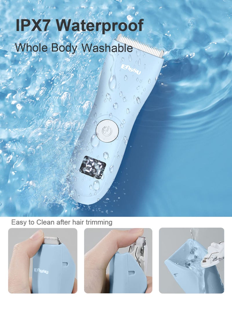 OPENBEAUTY Baby Hair Clippers, Low Noise Hair Trimmer for Kids, Waterproof USB Rechargeable Cordless Haircut Kit with LCD Display, Blue - Image 3