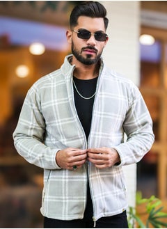 Maniac Maniac Men Checkered Zipper Grey Fullsleeve Polyester Blend Fleece Shacket  - Image 3