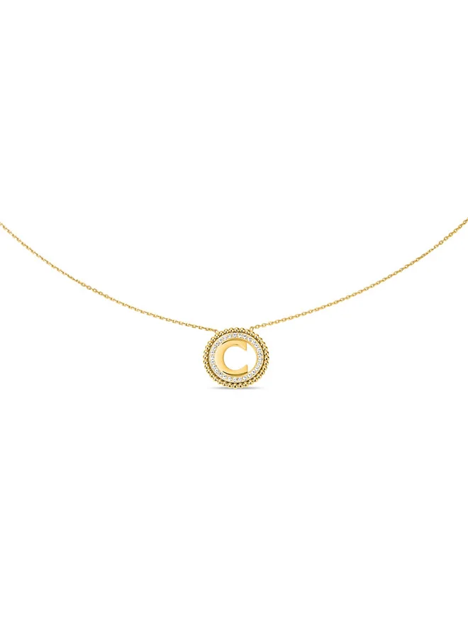 CERRUTI 1881 Bianca Gold-Plated Beaded Necklace ,Crystal-Embellished â€˜Câ€™ Motif Pendant for Women