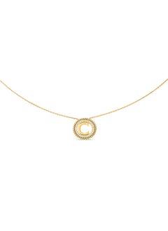 CERRUTI 1881 Bianca Gold-Plated Beaded Necklace ,Crystal-Embellished â€˜Câ€™ Motif Pendant for Women  - Image 1