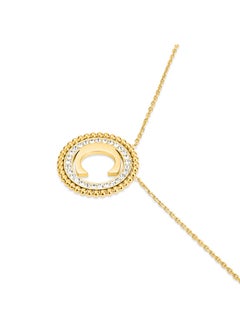 CERRUTI 1881 Bianca Gold-Plated Beaded Necklace ,Crystal-Embellished â€˜Câ€™ Motif Pendant for Women  - Image 2