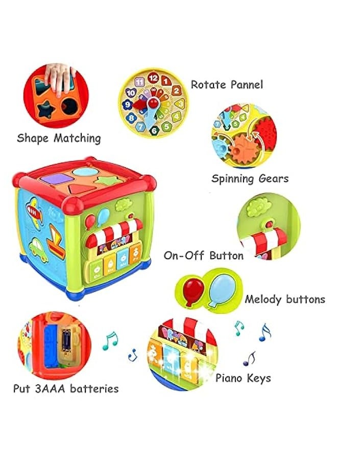 DURKU Baby Activity Cube - Early Development Learning Toy with Music, Flashing Lights, and Shape Sorter - Perfect Gift for 1-3 Year Old Boys and Girls - Image 2