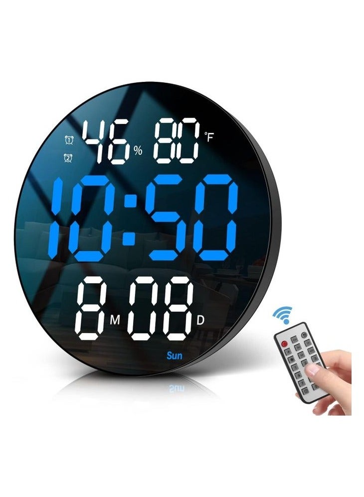 Modern Round Digital Wall Clock with Large LED Display with Remote Control, Auto Brightness, Temperature, Humidity, Alarm, Date, Week, Timer for Living Room Decor - Image 2