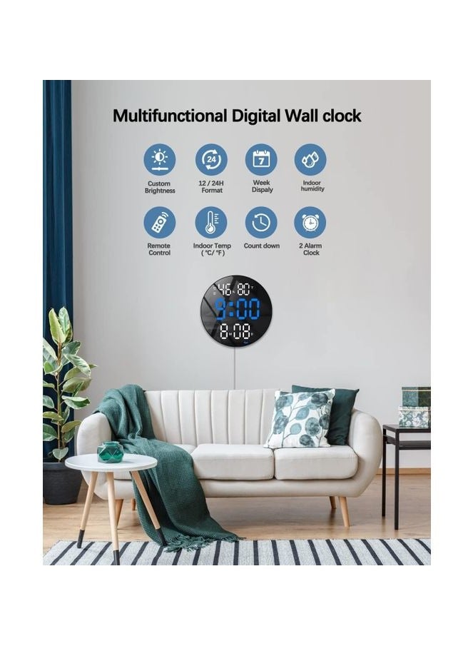 Modern Round Digital Wall Clock with Large LED Display with Remote Control, Auto Brightness, Temperature, Humidity, Alarm, Date, Week, Timer for Living Room Decor - Image 4