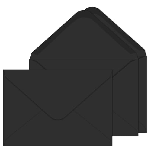 Ouzoustate A7 Envelopes 100 Pack Black Envelopes 5x7 V-shaped Flap, Suitable for 5x7 Photos, Cards, Weddings, Invitations, Announcements, Baby Gifts 5.25 "x 7.25" (Black) - Image 1