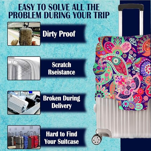 Handcuffs Luggage Cover Trolley Travel Covers, Washable Dust Proof Anti-Scratch Suitcase Protector (Multicolour-Mandala, S (18"-22")) - Image 4