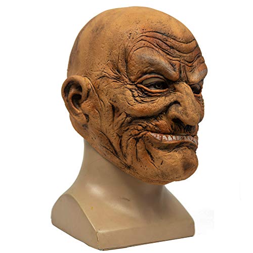 GOODKSSOP Unisex Clown Cosplay Old Men Wrinkle People Man Head Bald Funny Halloween Mask Full Face Latex Costume Props for Party Carnival Themed Show Play - Image 3