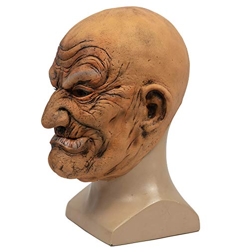 GOODKSSOP Unisex Clown Cosplay Old Men Wrinkle People Man Head Bald Funny Halloween Mask Full Face Latex Costume Props for Party Carnival Themed Show Play - Image 4