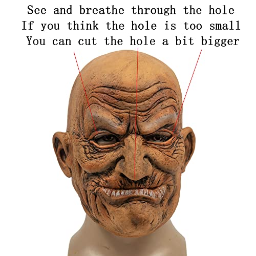 GOODKSSOP Unisex Clown Cosplay Old Men Wrinkle People Man Head Bald Funny Halloween Mask Full Face Latex Costume Props for Party Carnival Themed Show Play - Image 2