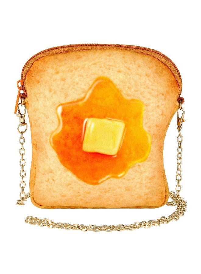 SYOSI Butter Toast Shoulder Bag, Cute Cross Body Bag Novelty Handbag Cute Plush Food Crossbody Bag Wool Fabric  - Image 1