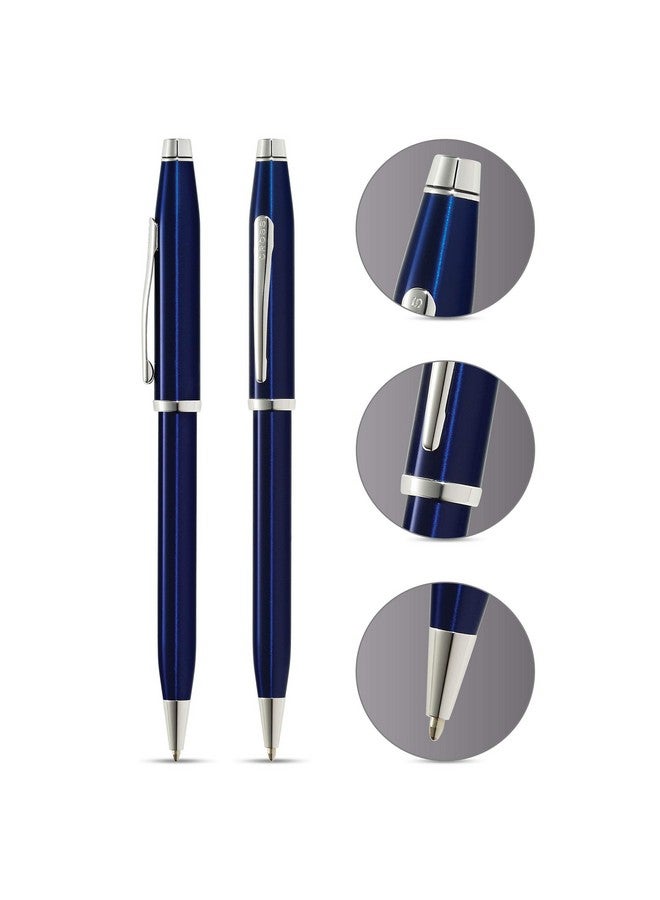 Cross Century Ii Blue Lacquer Ballpoint Pen With Chrome Point - Image 2