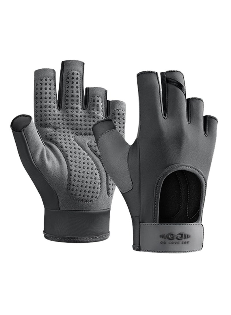 Flushrenic Men's and women's fitness gloves, anti-slip fingerless weightlifting gloves, men's fitness gloves, exercise anti-slip shock-absorbing half-finger gloves, suitable for gym training and exercise, weightlifting, dumbbells, deadlifts, barbell pads, and pull-up grips.  - Image 1