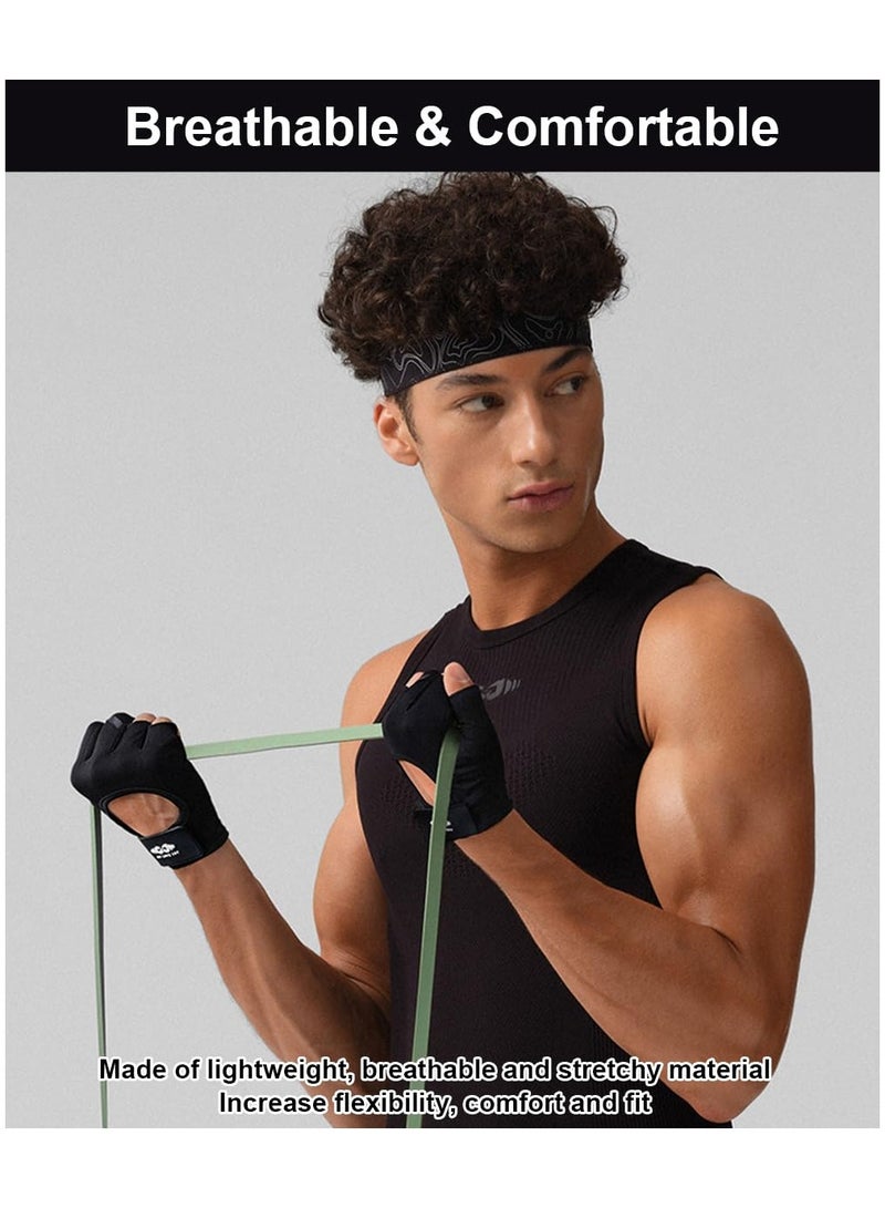 Flushrenic Men's and women's fitness gloves, anti-slip fingerless weightlifting gloves, men's fitness gloves, exercise anti-slip shock-absorbing half-finger gloves, suitable for gym training and exercise, weightlifting, dumbbells, deadlifts, barbell pads, and pull-up grips.  - Image 3
