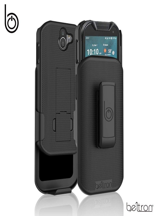 جراب BELTRON مع مشبك حزام لهاتف Kyocera DuraForce Pro 2، جراب نحيف شديد التحمل مع مسند مدمج لهاتف Kyocera E6900 E6910 E6920 (AT&T FirstNet Verizon) - أسود - Image 2