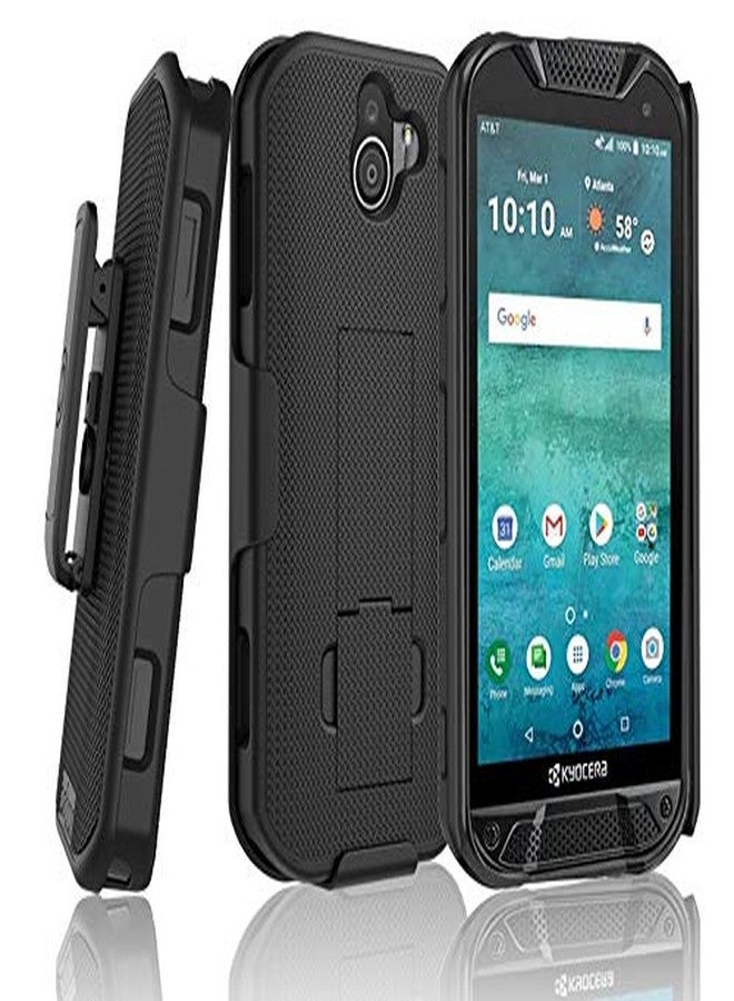 جراب BELTRON مع مشبك حزام لهاتف Kyocera DuraForce Pro 2، جراب نحيف شديد التحمل مع مسند مدمج لهاتف Kyocera E6900 E6910 E6920 (AT&T FirstNet Verizon) - أسود - Image 1