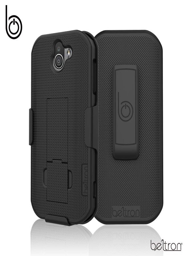 جراب BELTRON مع مشبك حزام لهاتف Kyocera DuraForce Pro 2، جراب نحيف شديد التحمل مع مسند مدمج لهاتف Kyocera E6900 E6910 E6920 (AT&T FirstNet Verizon) - أسود - Image 3