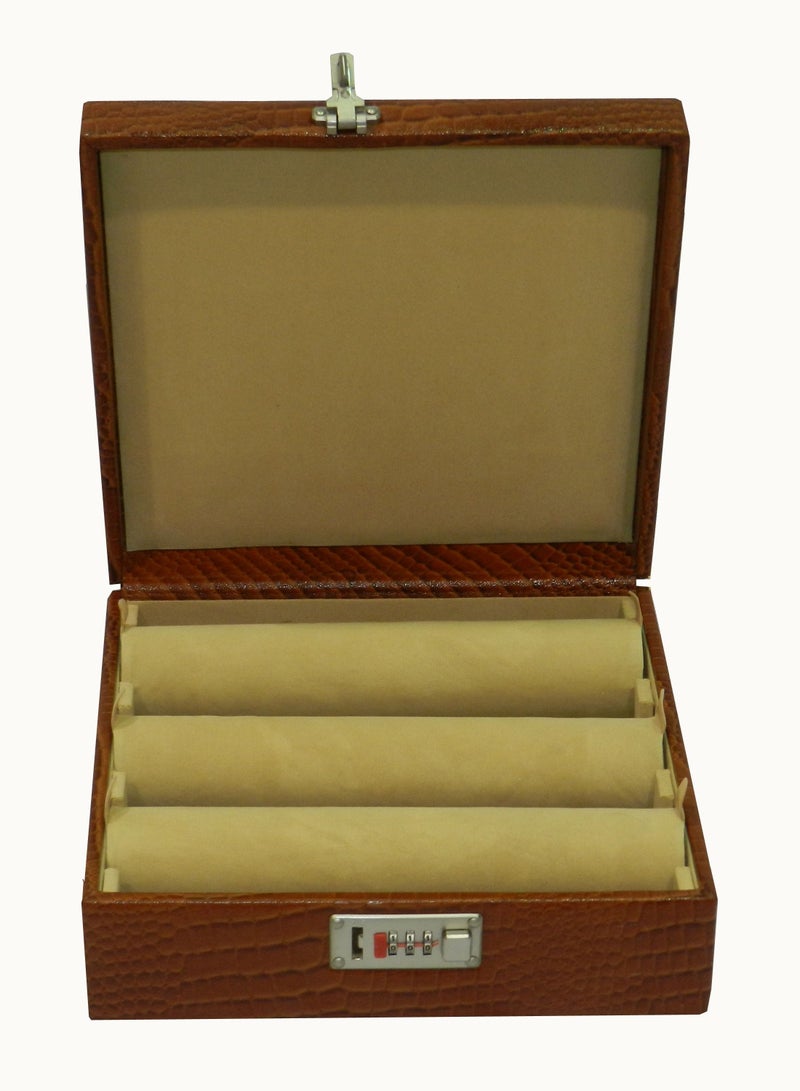 LAVERI LEATHER Laveri Genuine Leather Bracelet Jewelry Box with 3 Removable Rolls - Holder Stores Bracelets, Bangles & Watches Bangle Vanity Box REMOVABLE Vanity Box Removable Vanity Box - Image 1