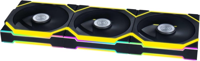 ليان لي UNI Fan SL - مروحة كمبيوتر لوحي بتقنية ARGB وبطول 120 مم، بتصميم ثلاثي الوحدات، بإشارة لاسلكية 2.4 جيجاهرتز للتحكم في ألوان الإضاءة وسرعة المروحة، مع إمكانية تخصيص تأثيرات الإضاءة - يتم تضمين وحدة التحكم وهي ضرورية - اللون أسود (12SL1W3B) - Image 1