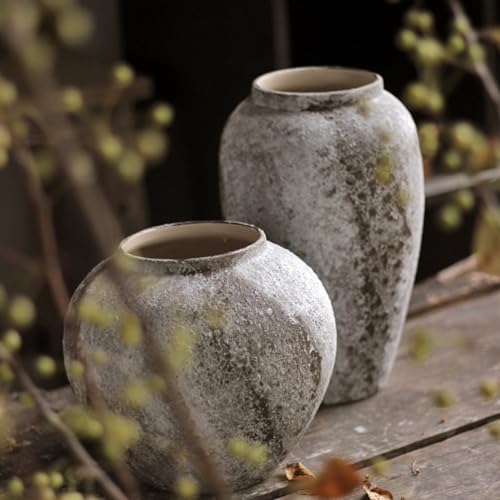 Denique Rustic Ceramic Tall Floor Vase, Vintage Farmhouse Decor, Large Terracotta Vases for Living Room Entryway Table Centerpiece Decor, Terracotta Pottery Clay(A-22cm) - Image 3