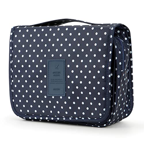Mossio Hanging Toiletry Bag - Large Cosmetic Makeup Travel Organizer for Men & Women with Sturdy Hook (Polka Dot) - Image 1