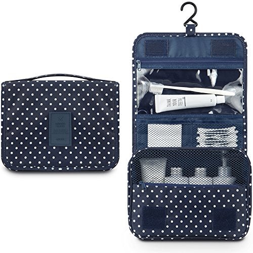Mossio Hanging Toiletry Bag - Large Cosmetic Makeup Travel Organizer for Men & Women with Sturdy Hook (Polka Dot) - Image 2