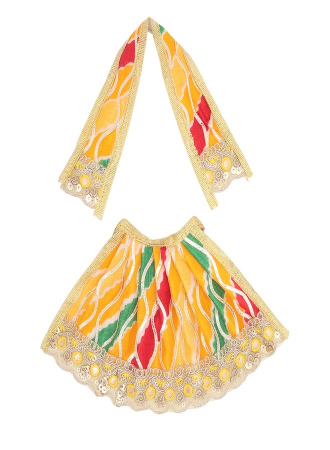 Aditri Creation Set of 2 Durga Devi MATA Dress poshak vastra Cloth lehanga Chunari for God Idol Statue for Home Temple Pooja Item Indian Traditional Festival Navratri Special Dress(Size:-4")(Red and Yellow) - Image 2