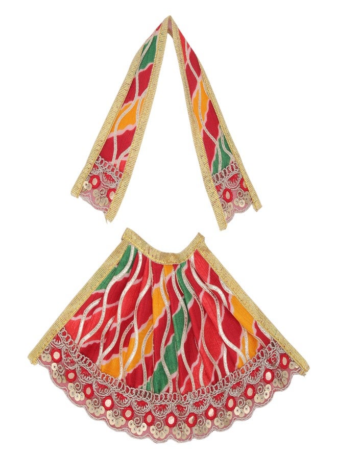 Aditri Creation Set of 2 Durga Devi MATA Dress poshak vastra Cloth lehanga Chunari for God Idol Statue for Home Temple Pooja Item Indian Traditional Festival Navratri Special Dress(Size:-4")(Red and Yellow) - Image 3