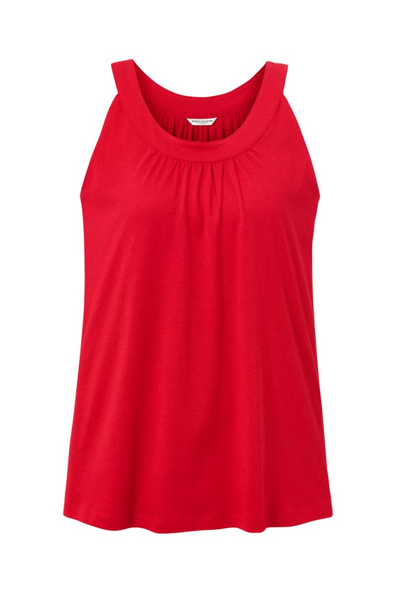 Tchibo Women Scoop Neck Plain Sleeveless Tank Top, Red - Image 3