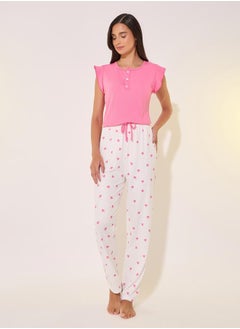 Take Two Flounce Short Sleeve T-Shirt and Printed Pyjama Set by Styli  - Image 2