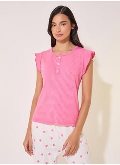Take Two Flounce Short Sleeve T-Shirt and Printed Pyjama Set by Styli  - Image 3