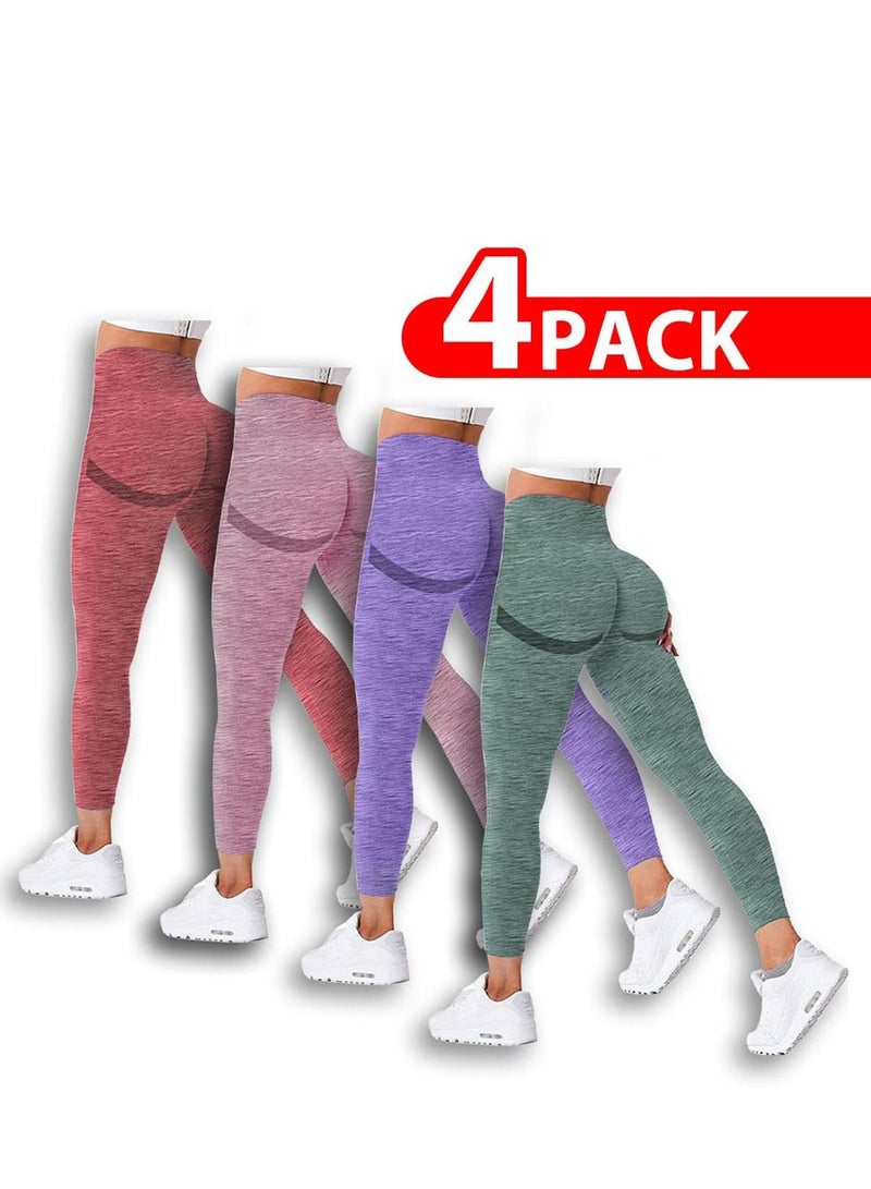 MARGOUN 4 Pack Of Women Seamless Legging Tummy Control High Waist Workout Gym Yoga Pants Xlarge Multicolour - Image 1