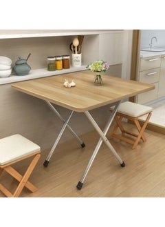 GGEROU Folding Table, Foldable Camping Table, Outdoor Picnic Table, Dinner Folding Table with Wooden Top and Metal Frame, 60 * 60 * 50cm  - Image 1