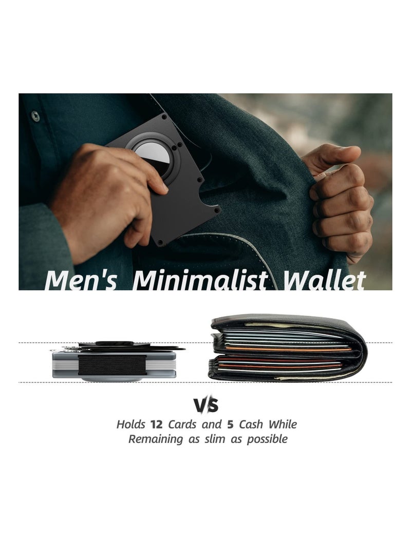 For AirTag Wallet, Minimalist Slim RFID Blocking for Air Tag Holder Front Pocket Metal Wallet, Card Holder with Cash Strap (Gunmetal) - Image 5