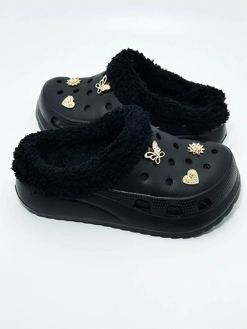نيشانتاشي شوز Nişnataşı Shoes Furry Stone Crocs Style Winter Slippers