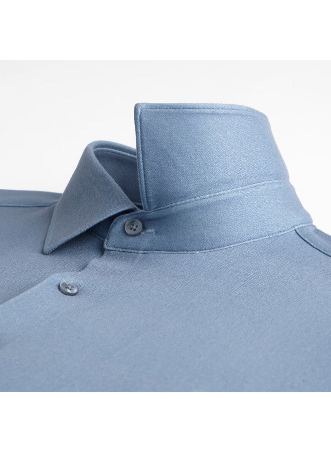 Firs Men's Long Sleeve Shirt Autumn Winter Fleece Lined Thickened Warm Skin-friendly Business Casual Wool Blend Polo Shirt - Image 3