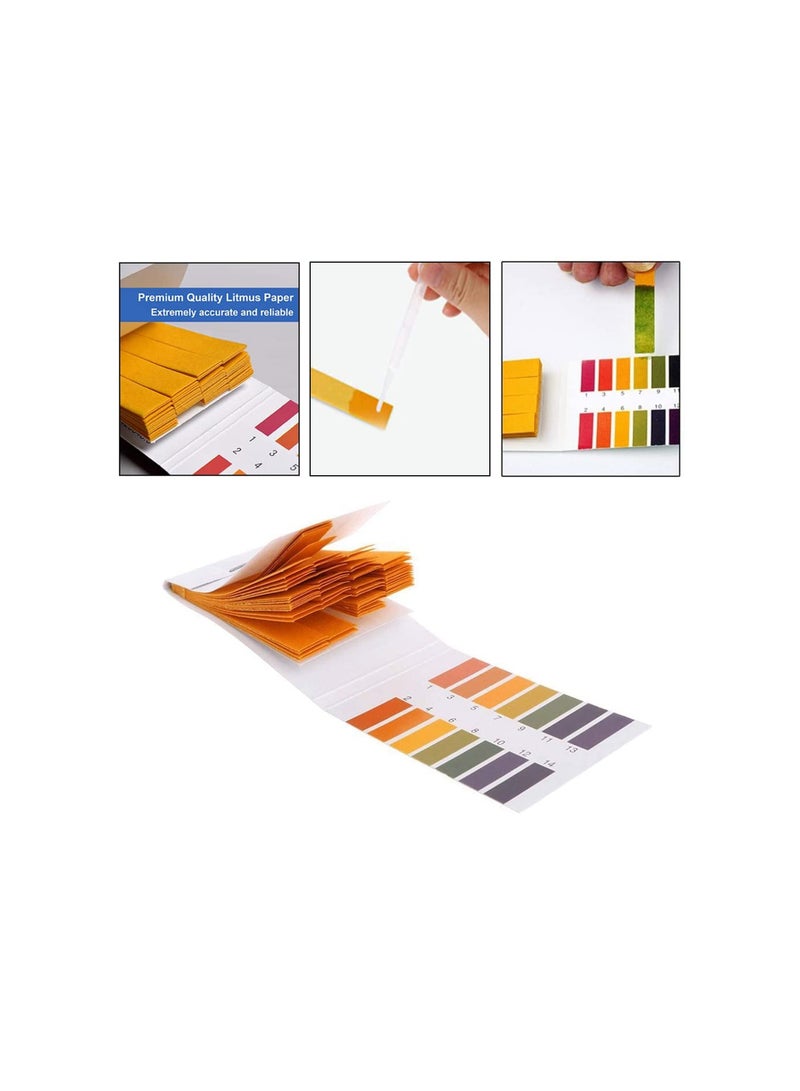 شرائط اختبار الأس الهيدروجيني، 1600 شريط مجموعة كاملة 1-14 ورقة اختبار الأس الهيدروجيني العالمية ورق عباد الشمس لصنع الصابون شرائط اختبار للمياه واللعاب وال والتربة وأغذية الحيوانات الأليفة والنظام - Image 5