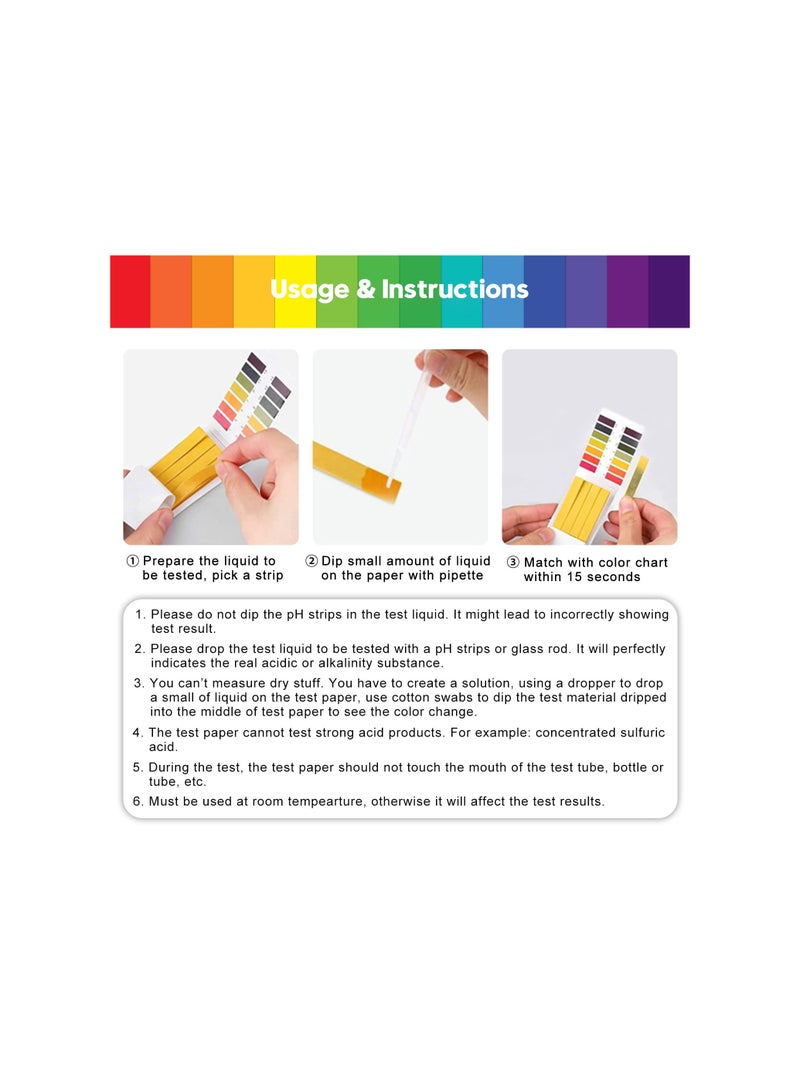 شرائط اختبار الأس الهيدروجيني، 1600 شريط مجموعة كاملة 1-14 ورقة اختبار الأس الهيدروجيني العالمية ورق عباد الشمس لصنع الصابون شرائط اختبار للمياه واللعاب وال والتربة وأغذية الحيوانات الأليفة والنظام - Image 3
