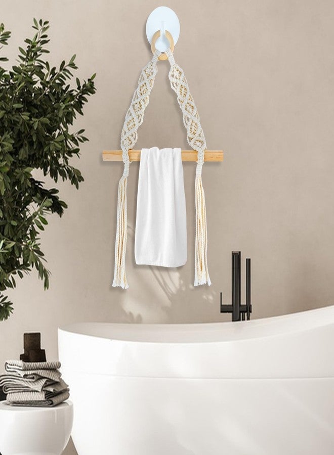 MOAMUN 2PCS Boho Toilet Roll Holder, Paper Towel Holder Self Adhesive Toilet Roll Rack Wall Paper Hanging for Kitchen, Macrame Boho Bathroom Decor Accessories - Image 4