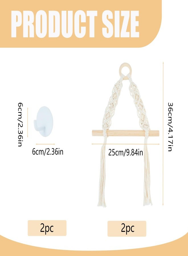 MOAMUN 2PCS Boho Toilet Roll Holder, Paper Towel Holder Self Adhesive Toilet Roll Rack Wall Paper Hanging for Kitchen, Macrame Boho Bathroom Decor Accessories - Image 2