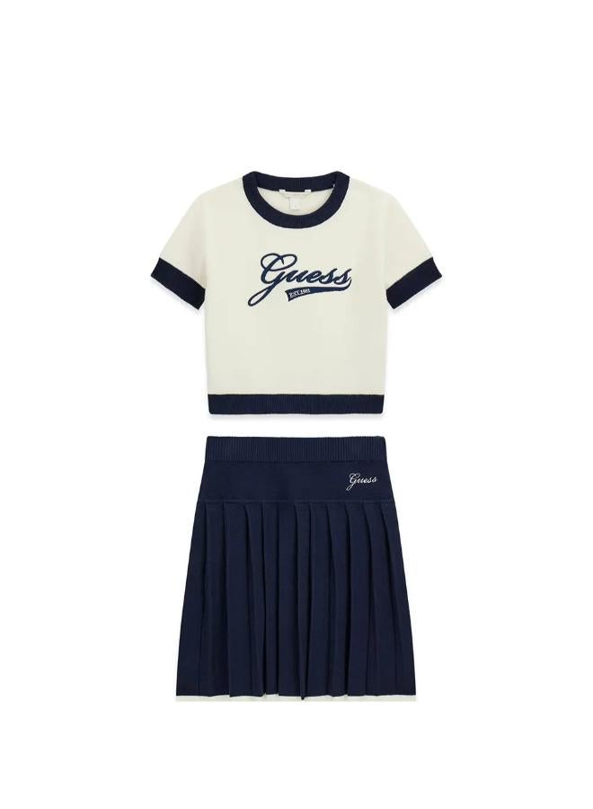 GUESS Kids Set: Short Sleeve  Sweater + Sweater Skirt - Image 1