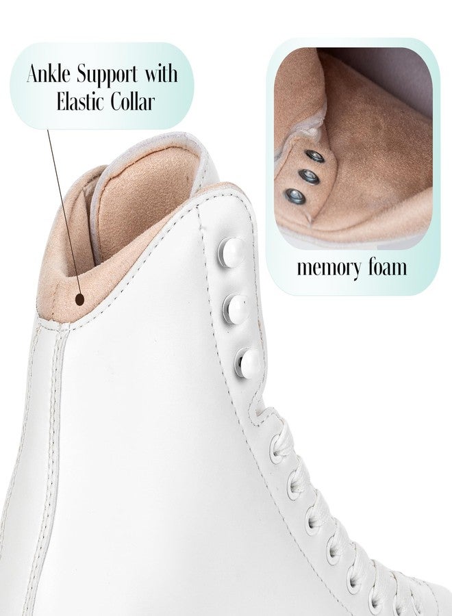Tuosamtin Ice Skates for Women & Girls,Figure Skates with Premium Microfiber Leather, Stainless Steel Blades & Full-Fit Memory Foam Interior for Ultimate Comfort (White) (White, 7) - Image 3